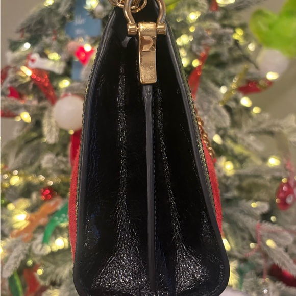 GUCCI GG Ophidia Sherry Line Medium Red Suede & Black Patent Leather Crossbody - Picture 5 of 15